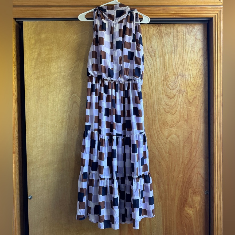 Kate Spade Geo Squares Tie-neck Dress Size 2 (New w/o Tags)